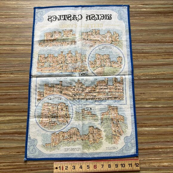 Welsh Castles Wales Cotton Kitchen Towel Souvenir Dish Cloth Vintage 16.5x25" - Picture 3 of 3